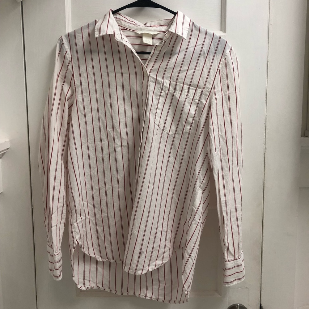 Candy strip long sleeve blouse